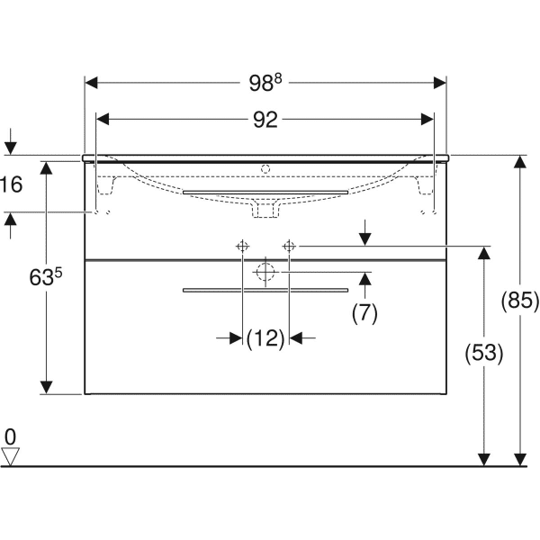 MOBILIER 100 CM SELNOVA SQUARE CU LAVOAR, DOUA SERTARE,LAVA
